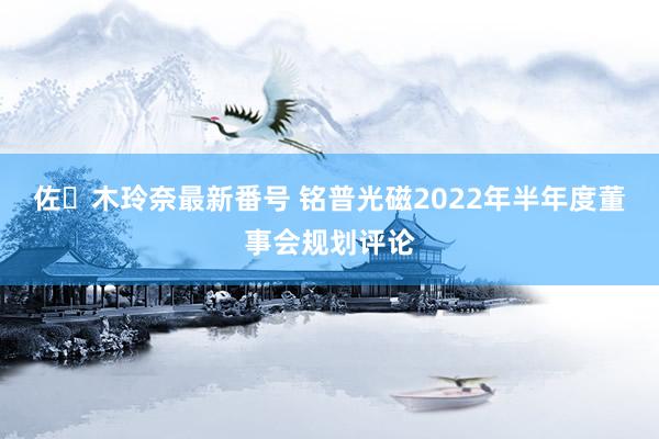 佐々木玲奈最新番号 铭普光磁2022年半年度董事会规划评论