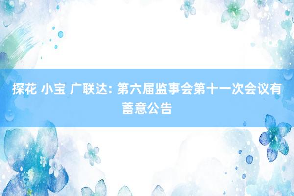 探花 小宝 广联达: 第六届监事会第十一次会议有蓄意公告